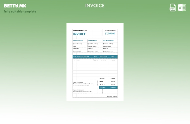 Шаблон за фактура за изнајмување имот во модерен стил